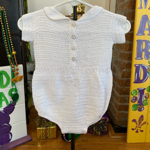 Vintage Infant Boys hand crocheted Romper 0-6M - Picture 6 of 8
